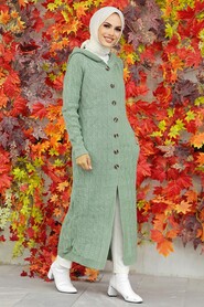 Almond Green Hijab Knitwear Cardigan 70250CY - 1