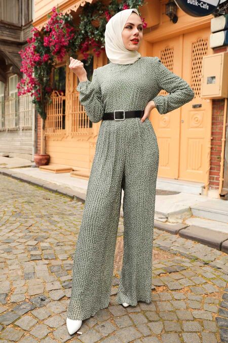 Almond Green Hijab Overalls 2896CY - NEVA STYLE