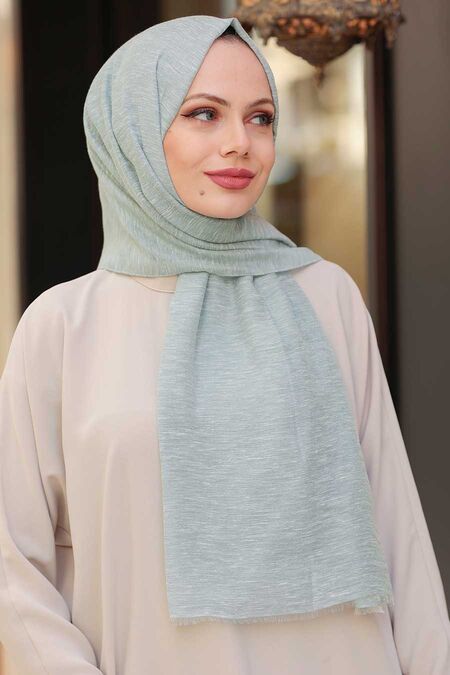 Almond Green Hijab Shawl 4695CY - NEVA STYLE