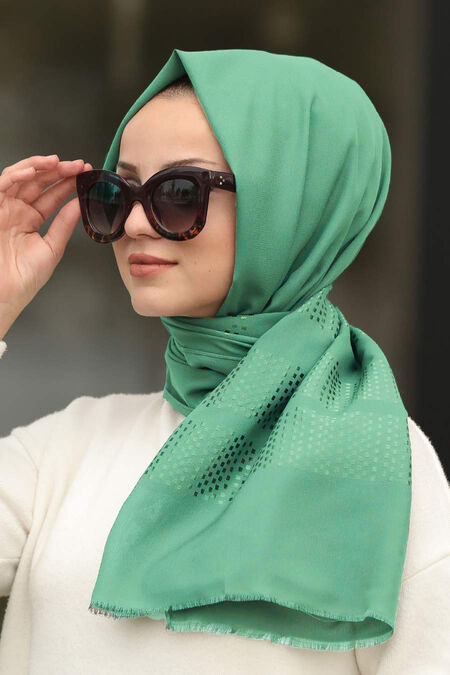 Almond Green Hijab Shawl 7505CY - NEVA STYLE
