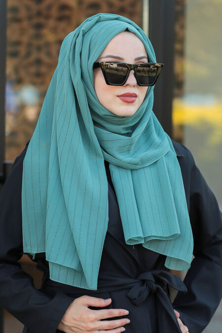 Almond Green Hijab Shawl 7549CY - NEVA STYLE