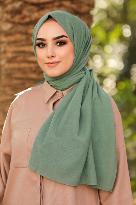 Almond Green Hijab Shawl 7563CY - NEVA STYLE