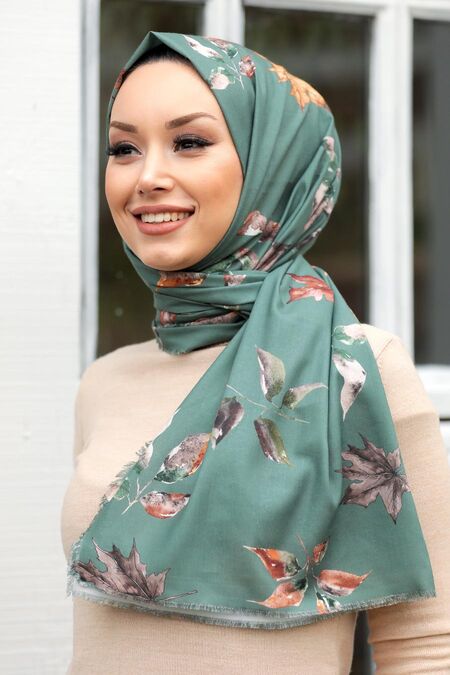 Almond Green Hijab Shawl 7569CY - NEVA STYLE