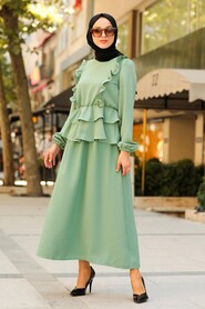 Almond Green Hijab Suit 10051CY - 1