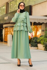 Almond Green Hijab Suit 10051CY - 2