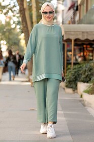 Almond Green Hijab Suit Dress 1165CY - 1