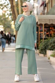Almond Green Hijab Suit Dress 1165CY - 2
