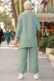 Almond Green Hijab Suit Dress 1165CY - 3