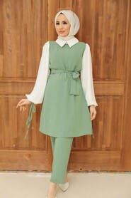 Almond Green Hijab Suit Dress 13180CY - 1