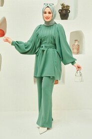 Almond Green Hijab Suit Dress 20071CY - 2