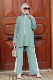 Almond Green Hijab Suit Dress 2010CY - 1