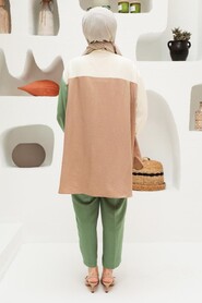 Almond Green Hijab Suit Dress 229031CY - 5