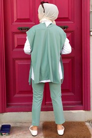 Almond Green Hijab Suit Dress 253CY - 2