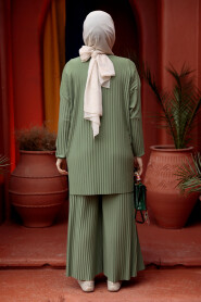 Almond Green Hijab Suit Dress 41502CY - 4