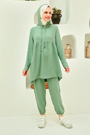 Almond Green Hijab Suit Dress 50350CY - 2