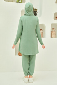 Almond Green Hijab Suit Dress 50350CY - 3