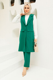 Almond Green Hijab Suit Dress 5682CY - 3