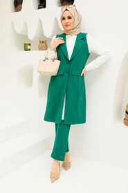 Almond Green Hijab Suit Dress 5682CY - 1