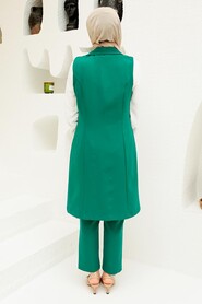 Almond Green Hijab Suit Dress 5682CY - 4