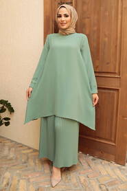 Almond Green Hijab Suit Dress 5715CY - 1