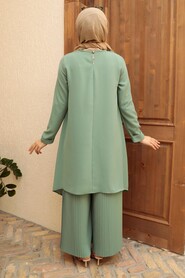 Almond Green Hijab Suit Dress 5715CY - 3