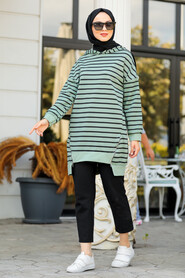 Almond Green Hijab Sweatshirt & Tunic 40501CY - 1