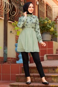 Almond Green Hijab Tunic 1404CY - 1