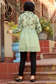 Almond Green Hijab Tunic 1404CY - 3