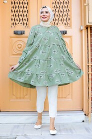 Almond Green Hijab Tunic 31801CY - 1