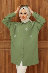Almond Green Hijab Tunic 3792CY - 1