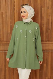 Almond Green Hijab Tunic 3792CY - 3