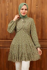 Almond Green Hijab Tunic 70120CY - 1