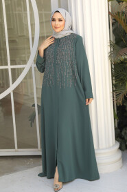 Almond Green Modest Dubai Abaya 29106CY - 1