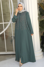 Almond Green Modest Dubai Abaya 29106CY - 2