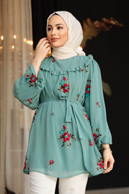 Almond Green Modest Top 4087CY - 1