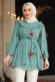 Almond Green Modest Top 4087CY - 2