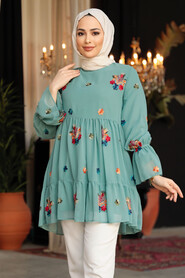 Almond Green Modest Top 40882CY - 1