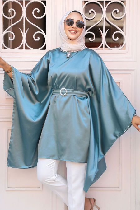 Almond Green Modest Tunic 41443CY - NEVA STYLE