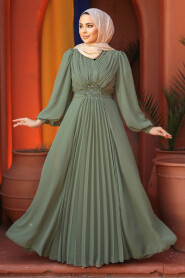 Almond Green Modest Wedding Dress 4448CY - 5