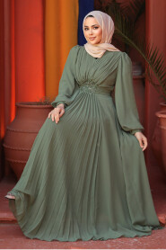 Almond Green Modest Wedding Dress 4448CY 