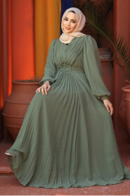 Almond Green Modest Wedding Dress 4448CY - 3