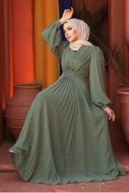 Almond Green Modest Wedding Dress 4448CY - 4