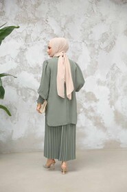 Almond Green Plus Size Skirted Dual Suit 10991CY - 5