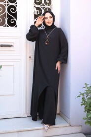 Asymmetric Detailed Black Modest Two-Piece Set 76321S - 1