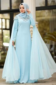 Baby Blue Hijab Evening Dress 20250BM - 2