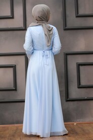  Plus Size Baby Blue Hijab Engagement Dress 22202BM - 2