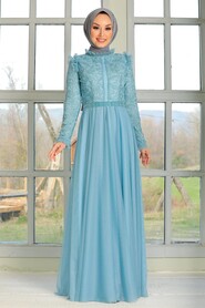 Baby Blue Hijab Evening Dress 32670BM - 2