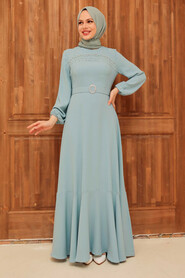  Luxury Baby Blue Islamic Clothing Prom Dress 36030BM - 1