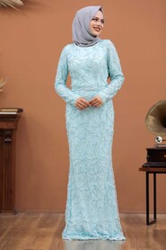  Luxorious Baby Blue Hijab Bridesmaid Dress 4494BM - 1