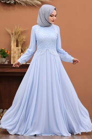  Modern Baby Blue Islamic Bridesmaid Dress 4579BM - 2